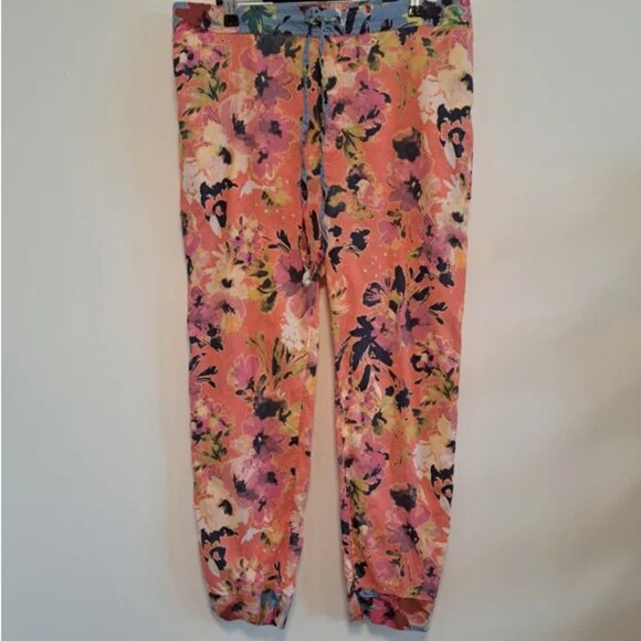 Sundance Luna Apricot Floral Beach Cropped Pull On Pants - Picture 2 of 8
